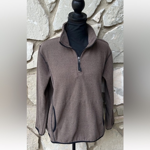 Powder River Outfitters Jackets & Blazers - Powder River Outfitters Womens L XL Brown Diamond Fleece Pullover Quarter Zip